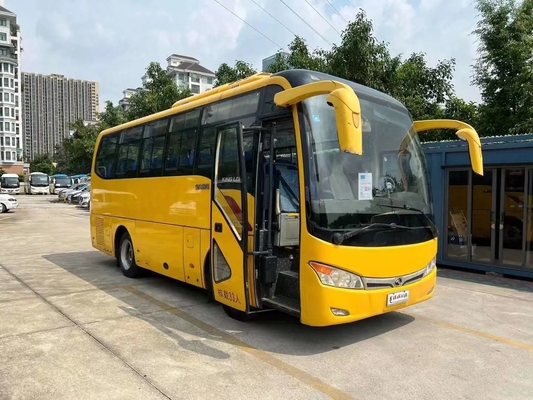 حافلة ركاب مستعملة Yuchai Engine 33 مقعدًا ناقل حركة يدوي A / C نافذة منزلقة اليد الثانية Kinglong Bus XMQ6759