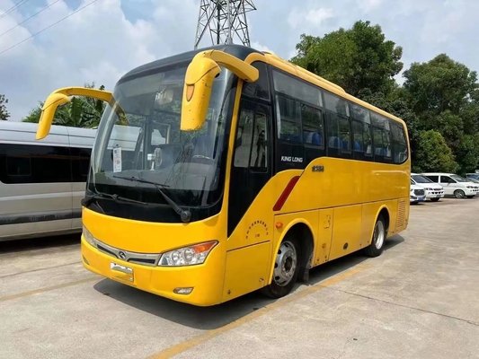 حافلة ركاب مستعملة Yuchai Engine 33 مقعدًا ناقل حركة يدوي A / C نافذة منزلقة اليد الثانية Kinglong Bus XMQ6759