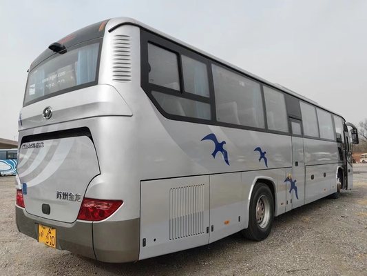 حافلة سياحية مستعملة 54 مقعدًا 12 مترًا Yuchai 6 سلندرات محرك أبواب مزدوجة لون فضي اليد الثانية Higer KLQ6125