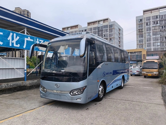 حافلة مكوكية مستعملة 26 مقعدًا نافذة مانعة للتسرب 8.5 متر 220 حصان ناقل حركة يدوي Kinglong Bus XMQ6859