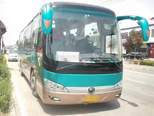 المدربين السيارات المستعملة اللون الأخضر 36 مقعدًا مكيف هواء باب الركاب الأوسط اليد الثانية Yutong Bus ZK6906