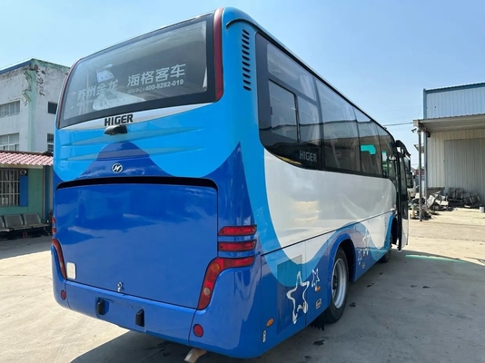 مستعملة Transit Bus Yuchai Engine وسادة هوائية تعليق 33 مقعدًا ناقل حركة يدوي 2nd Hand Higer KLQ6796 مع A / C