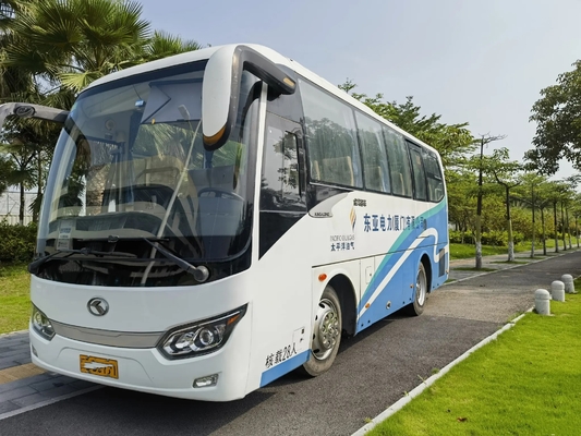 حافلات ديزل مستعملة 2016 سنة 28 مقعد محرك Yuchai 4 سلندرات باب يتأرجح خارجي Kinglong Bus XMQ675