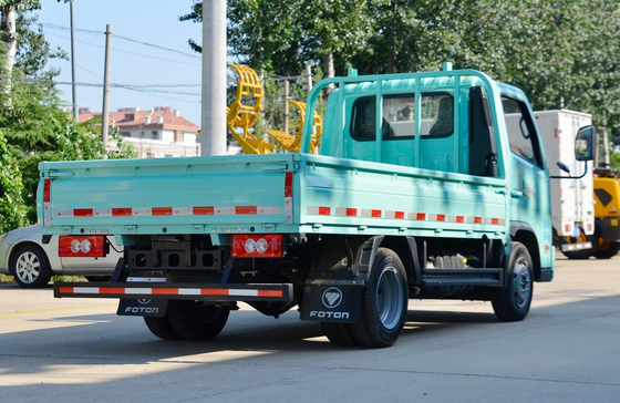 شاحنة شحن مربع مستعملة كابينة واحدة فوتون شاحنة خفيفة سرير مسطح 3.7 متر طويل محاولات خلفية