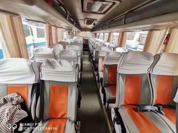 ديزل LHD Yutong Used Coaster Bus 55 مقاعد حافلة أزرق أبيض 2014 سنة ZK6118