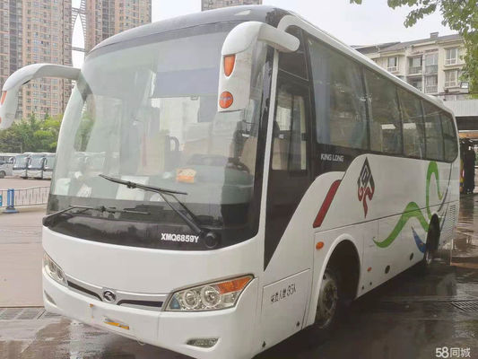 تستخدم Kinglong Bus XMQ6859 35Seats Steel Cha هيكل حافلة سياحية باب واحد خلفي محرك Euro III