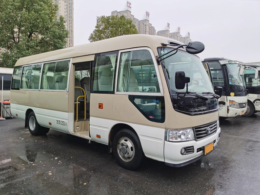LHD مستعمل Coaster Bus Hino Engine 23 Seater Khaki Bus مع نظام تكييف فاخر