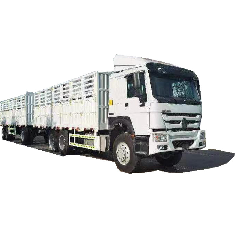 2 شاحنات شاحنة بضائع Euro Ii Howo شاحنة بضائع قوية 420hp سياج مزدوج مقطورات شاحنة