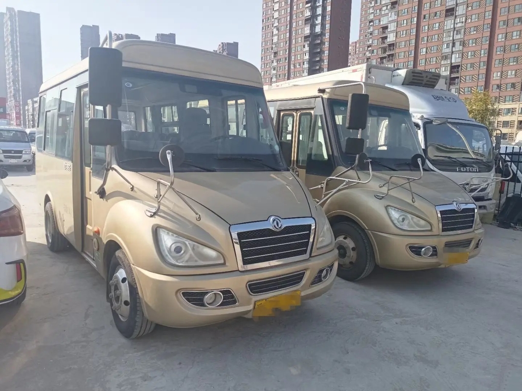 مستعملة ميني فان محرك أمامي قابل للطي بوابة Slidng Windows 14 مقعدًا تستخدم Dongfeng Mini Bus EQ6550