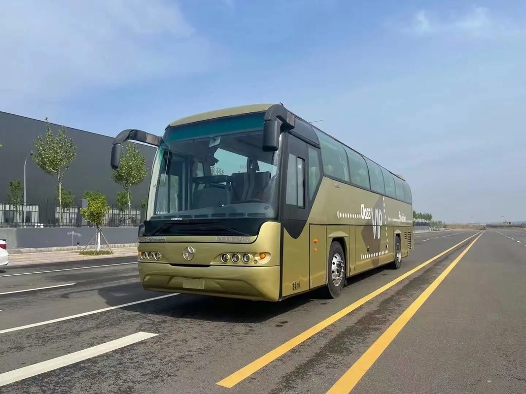 حافلة تجارية مستعملة 39 مقعدًا محرك Weichai 336hp ذهبي اللون باب الركاب الأوسط 12 متر Beifang Bus BFC6120