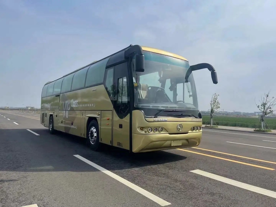 حافلة تجارية مستعملة 39 مقعدًا محرك Weichai 336hp ذهبي اللون باب الركاب الأوسط 12 متر Beifang Bus BFC6120