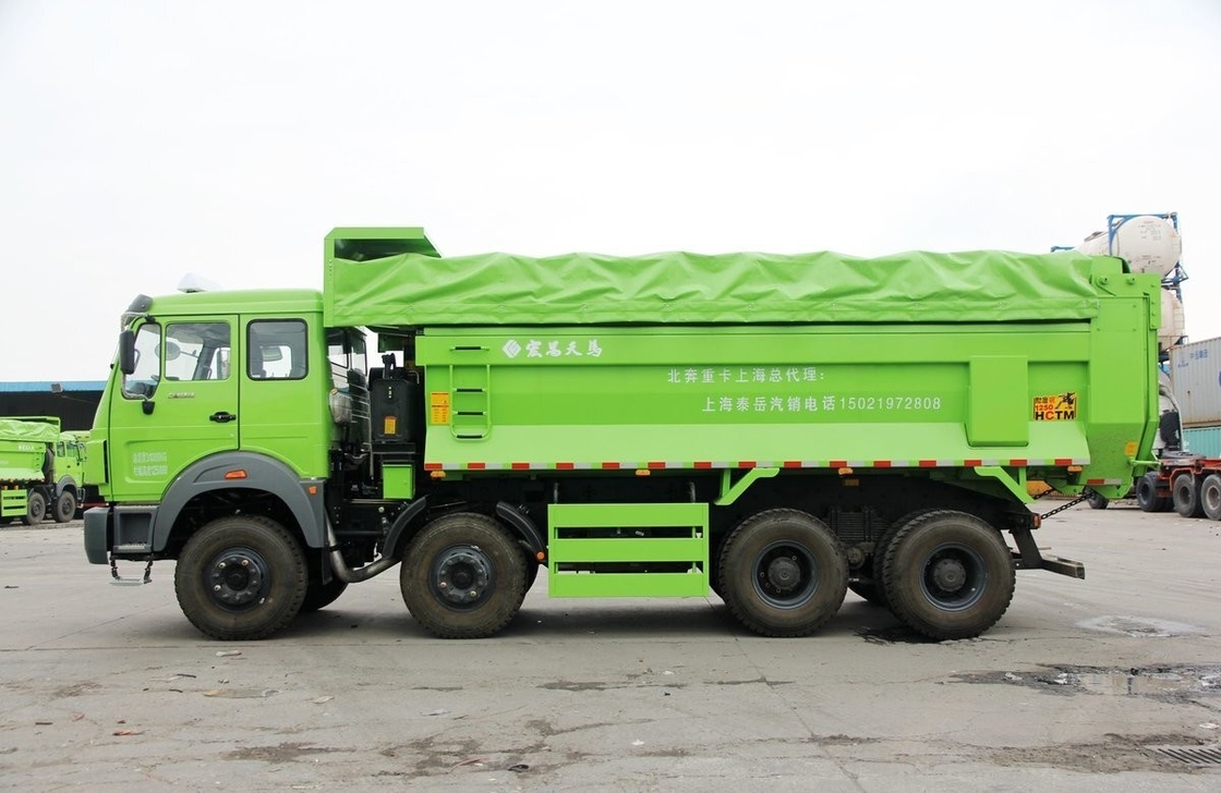 بيبن 8x4 مكشوف المواد المستخدمة الشاحنات الثقيلة واحد ونصف صف سيارة 12 إطارات