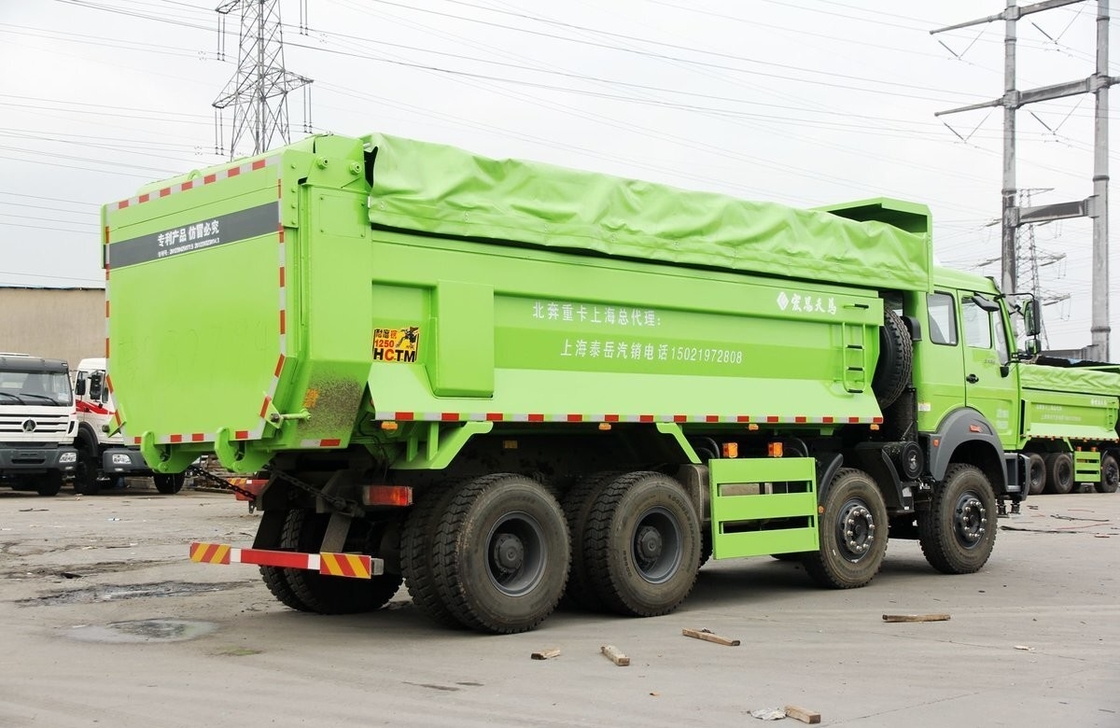 بيبن 8x4 مكشوف المواد المستخدمة الشاحنات الثقيلة واحد ونصف صف سيارة 12 إطارات
