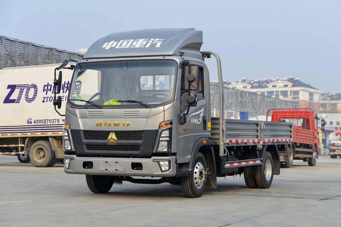 شاحنة Sinotruk Howo خفيفة سلسلة تيتان 150HP 4.15m واحد صف السياج الجسم الفضي واحد صف المقاعد