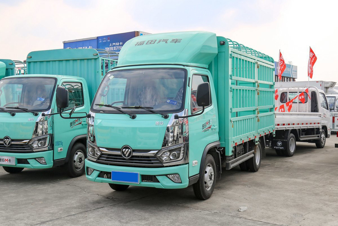 شاحنة فوتون أومان ميني 2.0L 127HP CNG 3.815m رفيع السقف المتحرك السياج شاحنة مقاعد امتصاص الصدمات