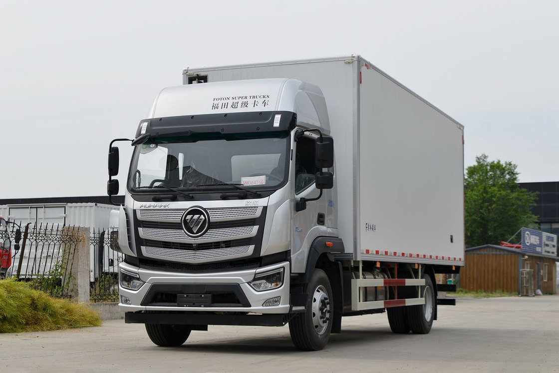 فوتون BJ5186 245HP 4X2 محور واحد 6.6m باب مزدوج صندوق شحن أبيض شاحنة باردة