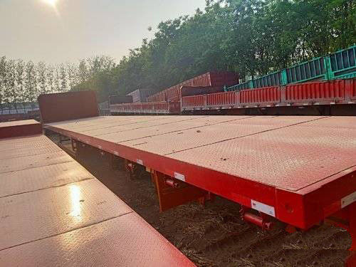 12.5m 3 محاور 40FT مستعملة شبه المقطورات منخفضة شبه مقطورة مسطحة شهادة ISO