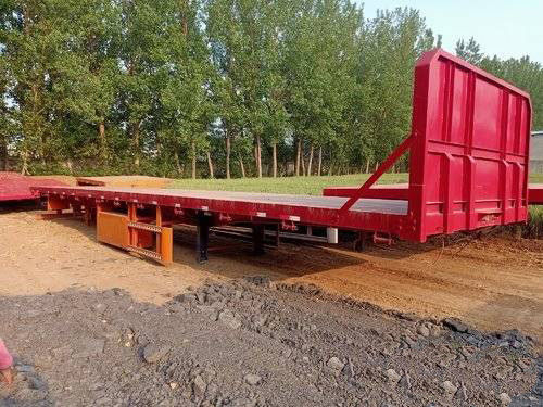 12.5m 3 محاور 40FT مستعملة شبه المقطورات منخفضة شبه مقطورة مسطحة شهادة ISO