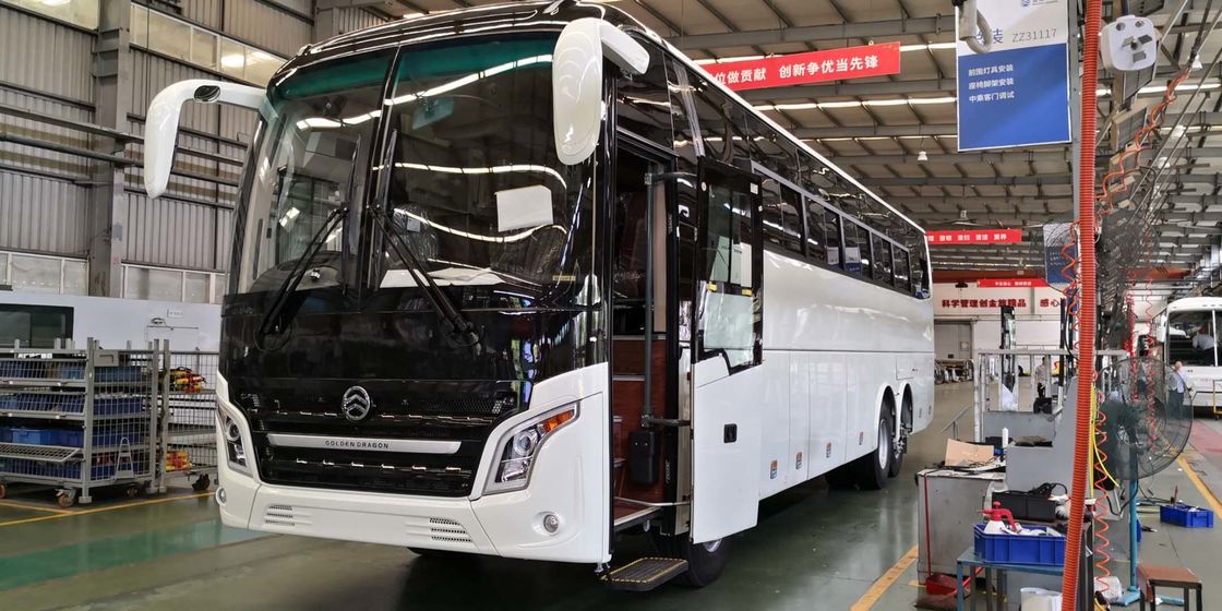 العلامة التجارية الجديدة مزدوجة المحور Euro II ديزل جولة حافلة أمامية Cummins محرك الحافلات 58-70 مقاعد مستعملة التنين الذهبي XML6125