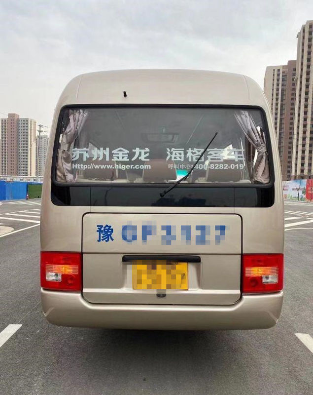 2015 سنة 10 مقاعد مستعملة Higer Coaster Bus ، حافلة صغيرة مستعملة 86kw مع مقاعد فاخرة للأعمال