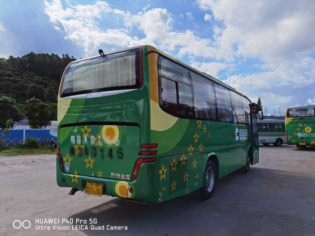 2014 سنة Higer KLQ6896 Coach Bus 39 مقعدًا تستخدم حافلة محرك ديزل 162kw بدون حوادث LHD Bus