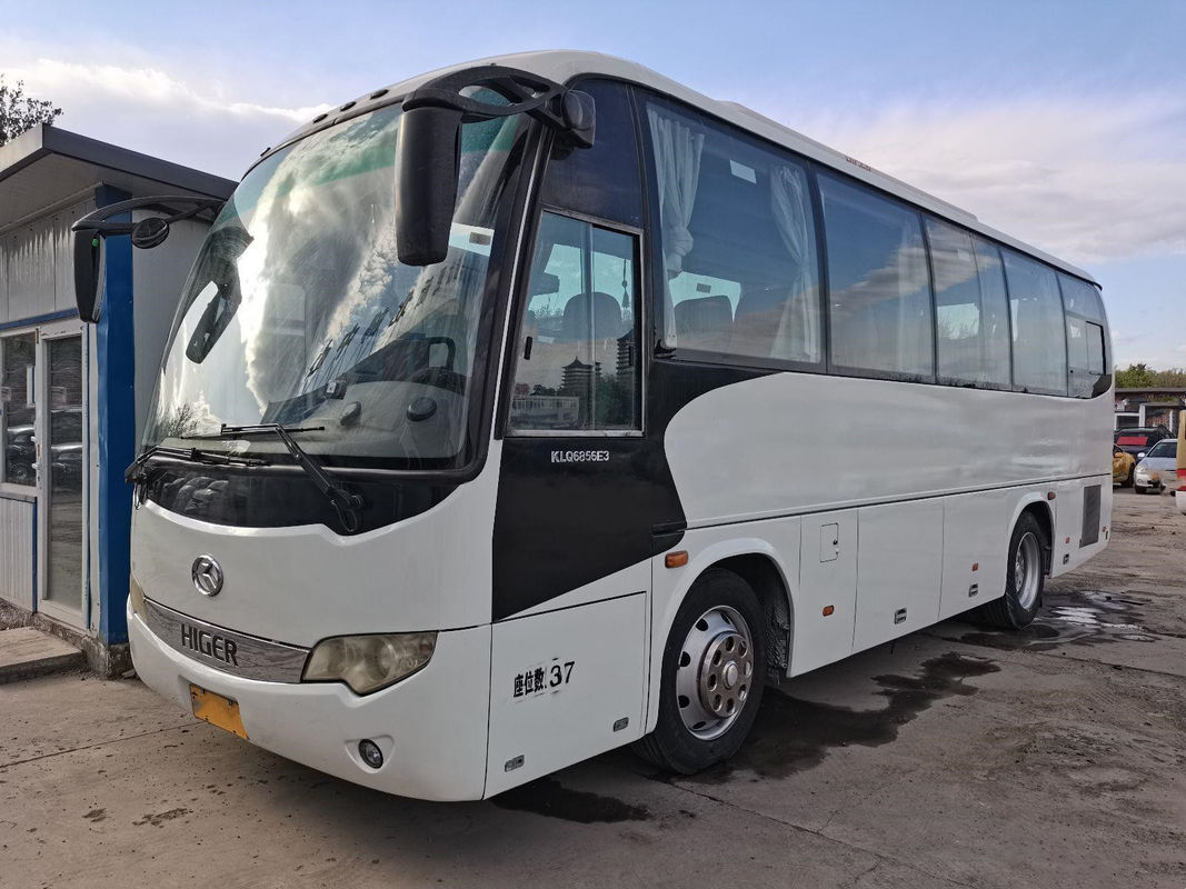 مستعمل Higer Bus KLQ6856 37 مقعدًا فولاذي الهيكل الخلفي محرك Yuchai محرك اليد اليسرى حالة جيدة مع التيار المتردد