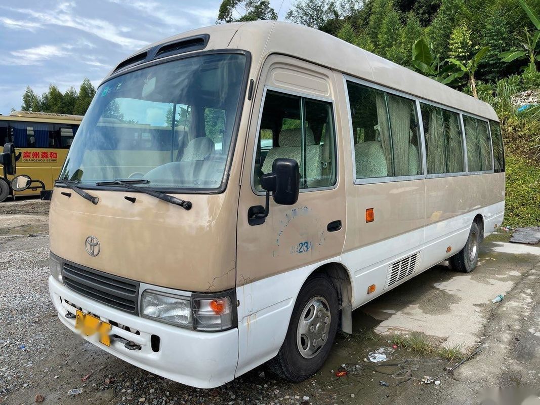 ماركة تويوتا مستعملة Coaster Bus 23-30seats 3RZ Toyota Engine Gasoline المستخدمة حافلة صغيرة التوجيه الأيسر