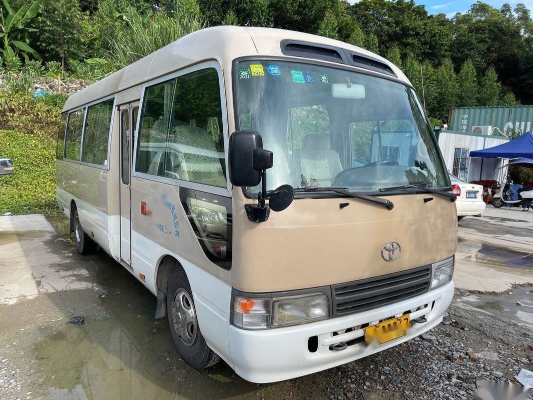 ماركة تويوتا مستعملة Coaster Bus 23-30seats 3RZ Toyota Engine Gasoline المستخدمة حافلة صغيرة التوجيه الأيسر