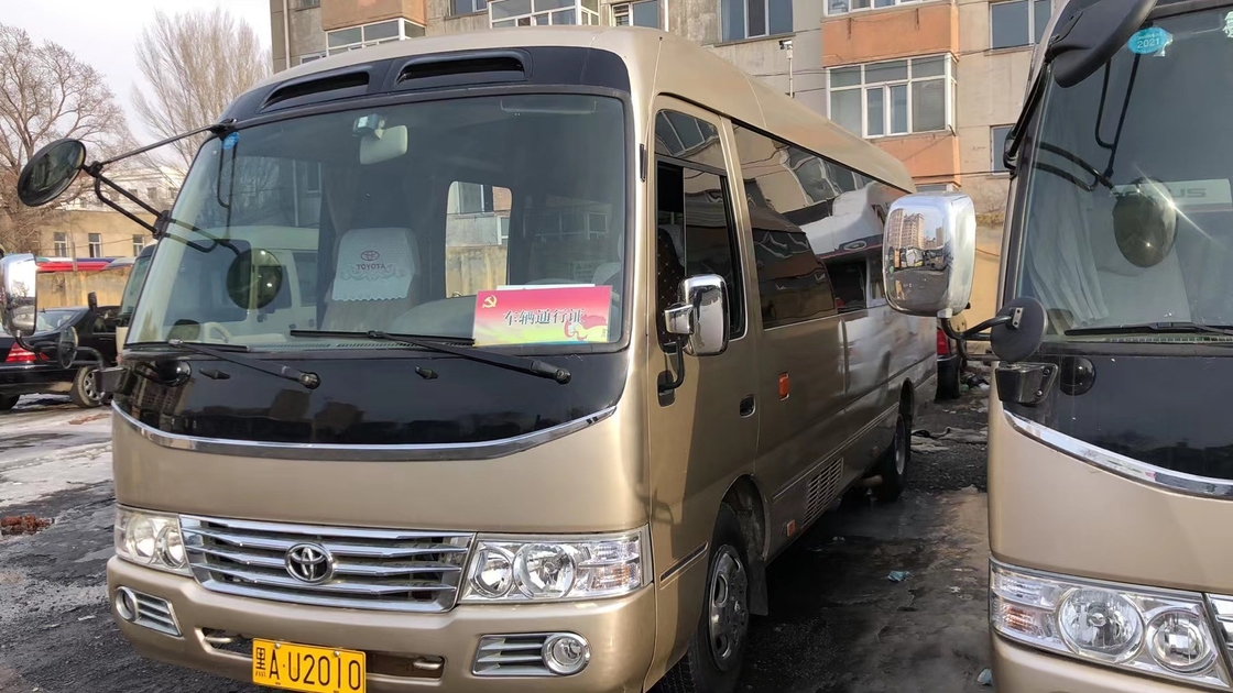 Toyota Coaster Bus 30 Gasoline Fuel تستخدم ميني باص 3RZ Front Engine Bus