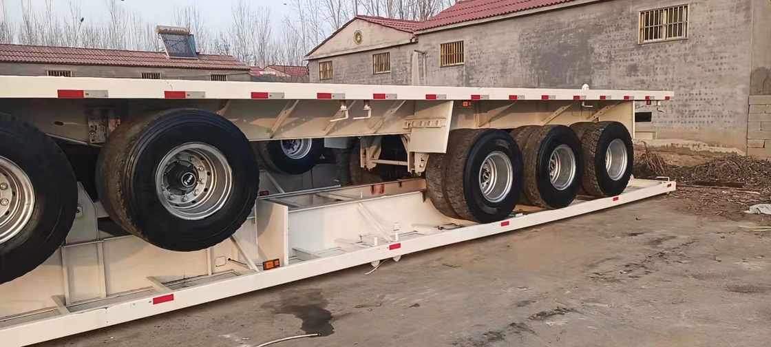 نصف مقطورة مستعملة نصف مقطورة 13-15Tons منخفضة مسطحة نصف مقطورة 3/4/5/6 المحور