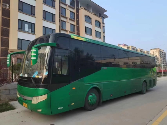 حافلات لمسافات طويلة 55 مقعدًا فاخر مدرب اللون الأخضر 2017 سنة ناقل حركة يدوي مستعمل Yutong حافلة ZK6127