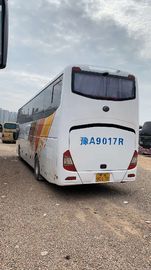 59 مقعد ديزل مستعمل Yutong Buses السرعة القصوى 100 كم / ساعة أبيض 2014 Year ZK6127